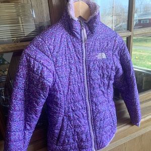 Girls reversible north face parka size 8/10 EUC